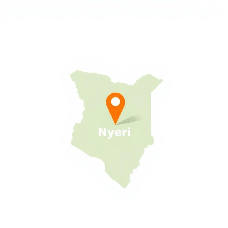 Map illustration showing Nyeri, Kenya location